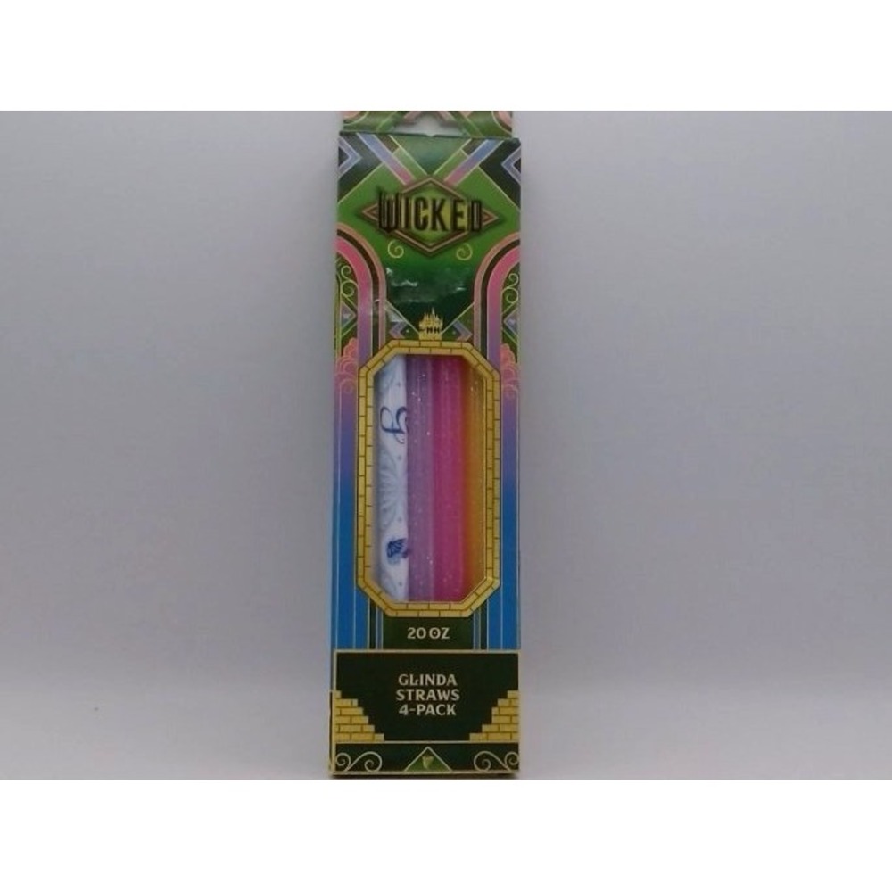 CharCharms-Wicked,4pk 20oz Water Bottles Straws Wicked 2 Glinda,BRAND NEW IN BOX